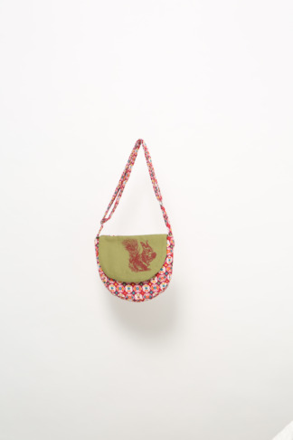 Tasche mit Eichhörnchen, grün, rot