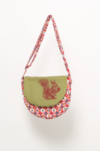 Sac avec écureuil, vert, rouge