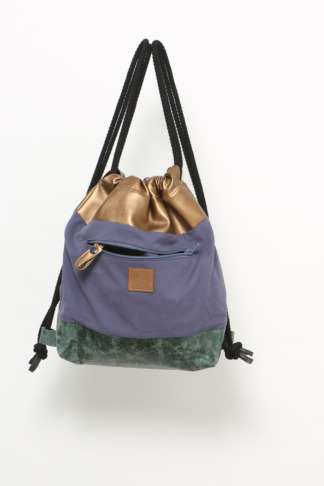 Sac à dos moyen, métalique, bleue & vert foncé